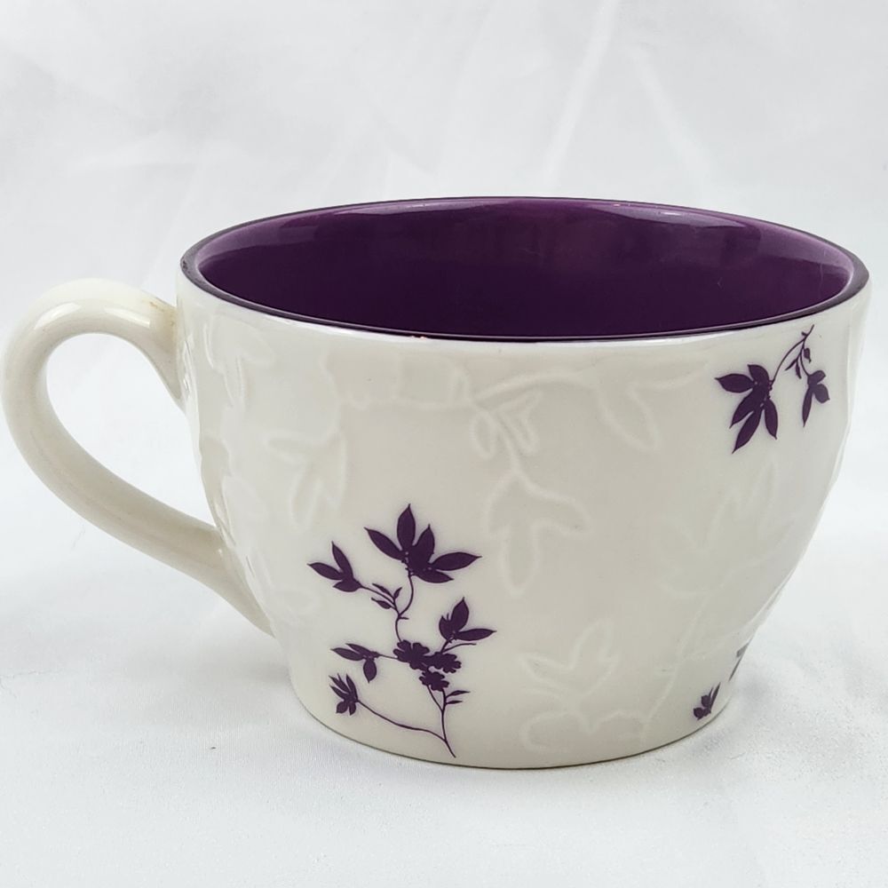 ☕️Starbucks 2006 Embossed Ivory & Purple Floral 9oz Teacup/Mug - Picture 4 of 12
